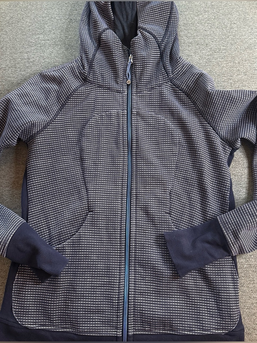 Lululemon Scuba Hoodie III Navy Blue Dot Full Zip Size 10 Athletic Wear
